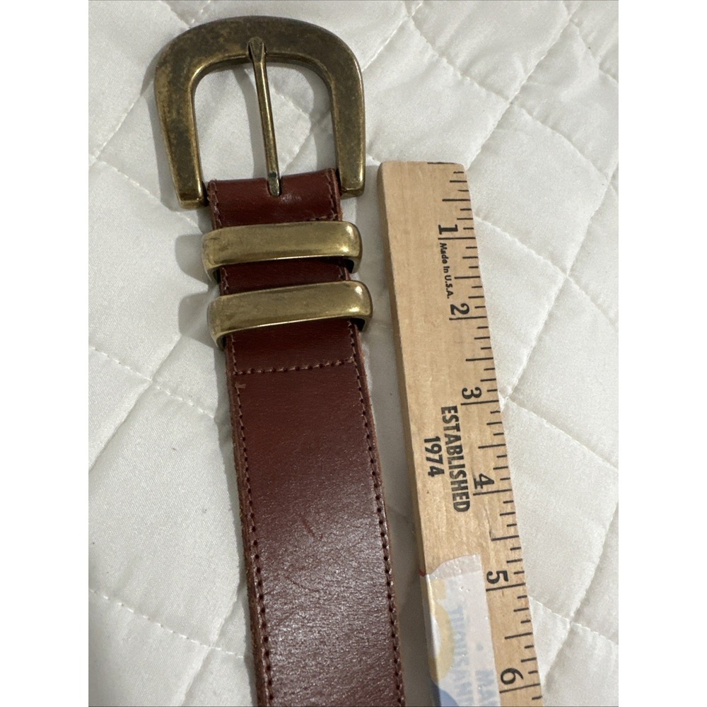 Fossil Womens Brown Leather Belt Gold Buckle Medium Leather Adjustable Solid - Picture 5 of 15